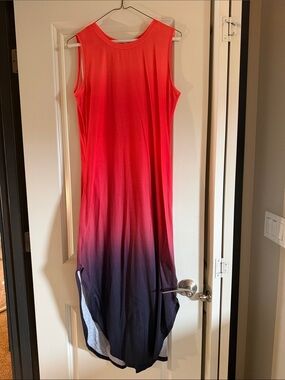 Sleeveless Ombre Maxi Dress in Coral to Violet